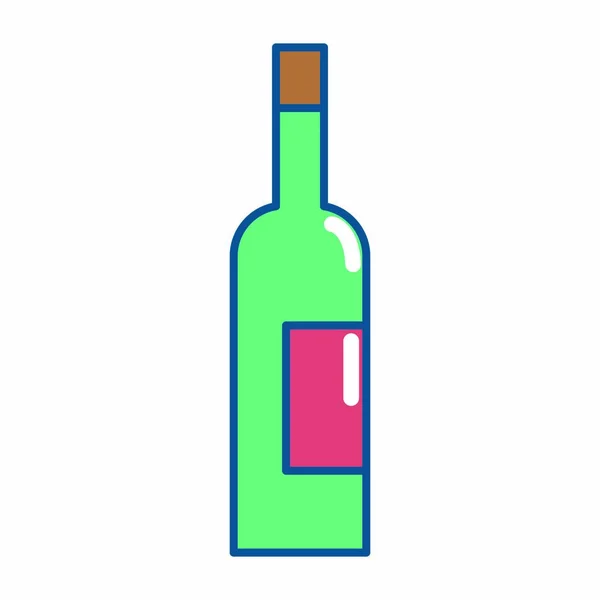 Alkol Içki Içecek Tema Izole Tasarım Vektör Çizim Şarap Şişesi — Stok Vektör