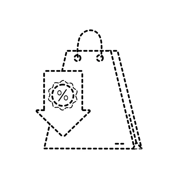 Gepunktete Form Einkaufstütenmarkt mit Pfeil-Etikett Prozent — Stockvektor