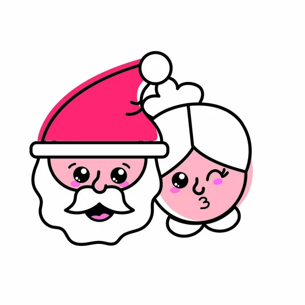 Weihnachtsmann Und Ehefrau Ikone Frohe Weihnachten Und Saison Thema Isoliert — Stockvektor