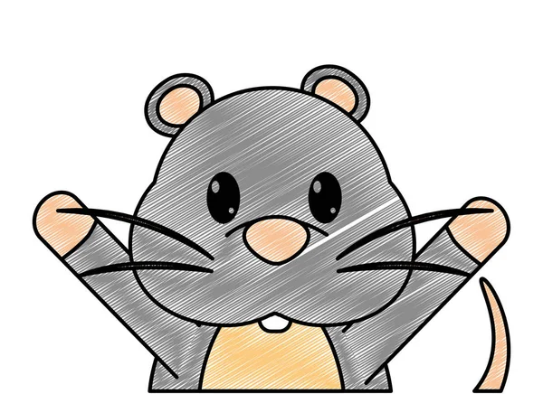 Roztomilé zvíře strouhaný myš s rukama nahoru — Stockový vektor