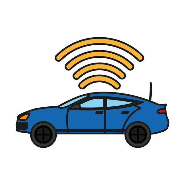 Auto doprava s digitálním bezdrátovým internetovým připojením — Stockový vektor