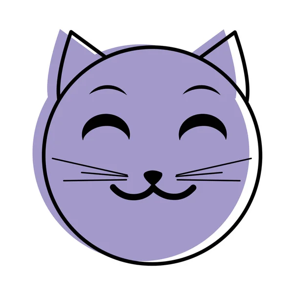 Color movido sonrisa gato cara emoji expresión — Vector de stock