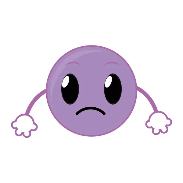 Szomorú emoji arc kifejezése a fegyverek — Stock Vector
