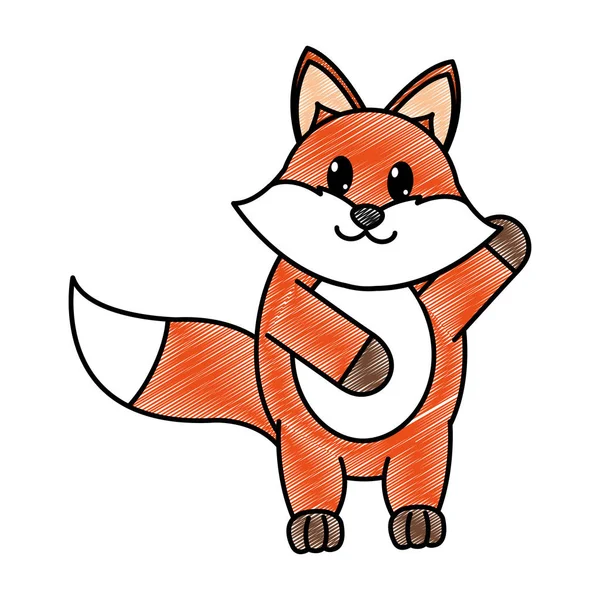 Renard râpé adorable animal sauvage avec la main vers le haut — Image vectorielle