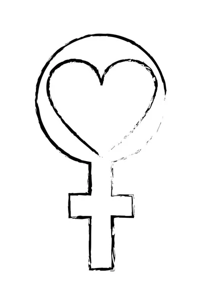Grunge mujer sexo signo con corazón diseño — Archivo Imágenes Vectoriales