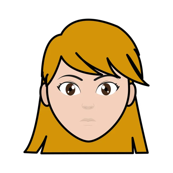 Línea de color avatar mujer cabeza con diseño de peinado — Vector de stock