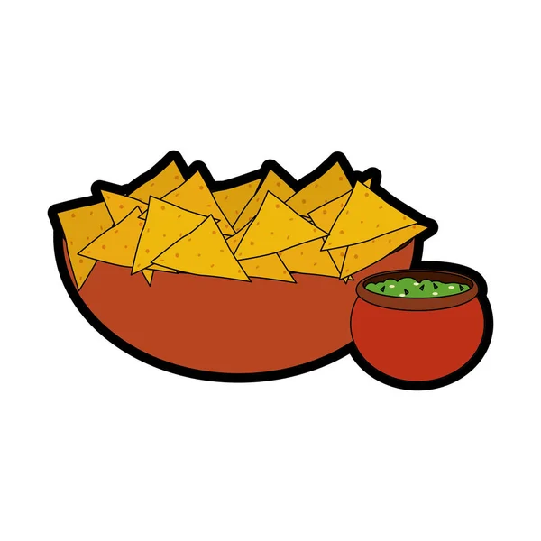 Nachos Cibo Messicano Cucina Tradizionale Tema Design Isolato Illustrazione Vettoriale — Vettoriale Stock