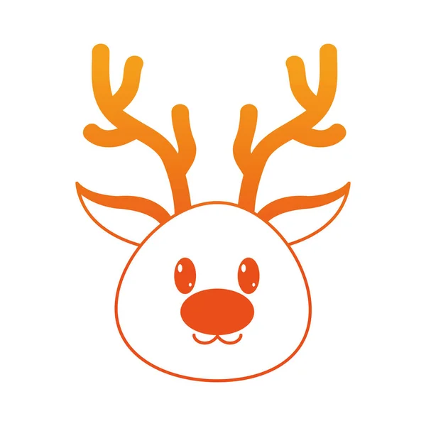 Linha laranja rena cabeça bonito personagem animal — Vetor de Stock