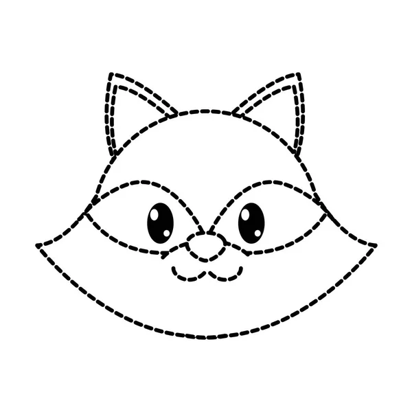Dotted shape raccoon head cute animal character — Stock Vector