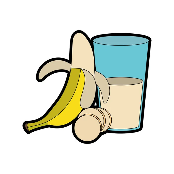 Μπανάνα Και Χυμό Των Φρούτων Υγιεινά Και Βιολογικά Τρόφιμα Απομονωμένα — Διανυσματικό Αρχείο