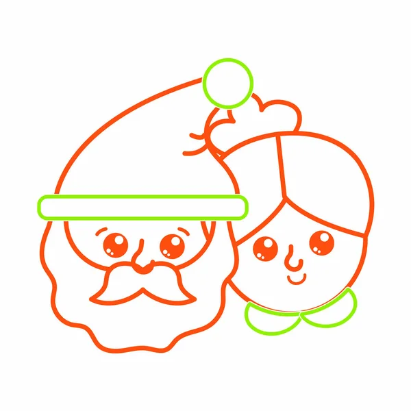 Санта Клаус Дружина Веселого Різдва Сезон Тема Ізольованих Дизайн Векторні — стоковий вектор