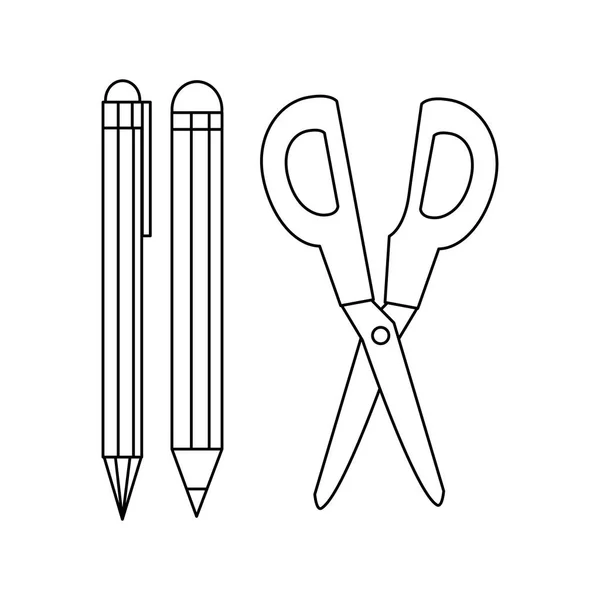 Caneta a lápis e design de tesoura — Vetor de Stock
