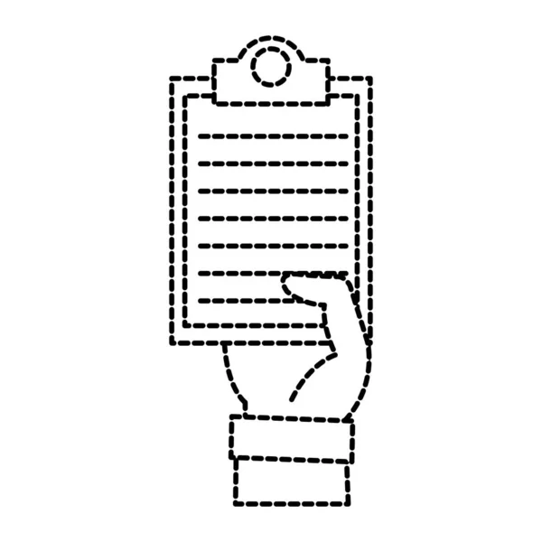 Gepunktete Form Hand Mann mit Checkliste Dokument — Stockvektor