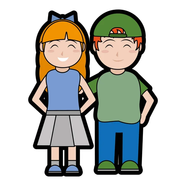 Αγόρι και κορίτσι σχεδίαση κινουμένων σχεδίων — Διανυσματικό Αρχείο