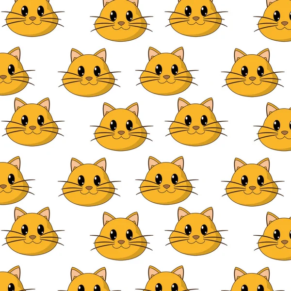 Feliz gato cabeça bonito animal personagem fundo —  Vetores de Stock