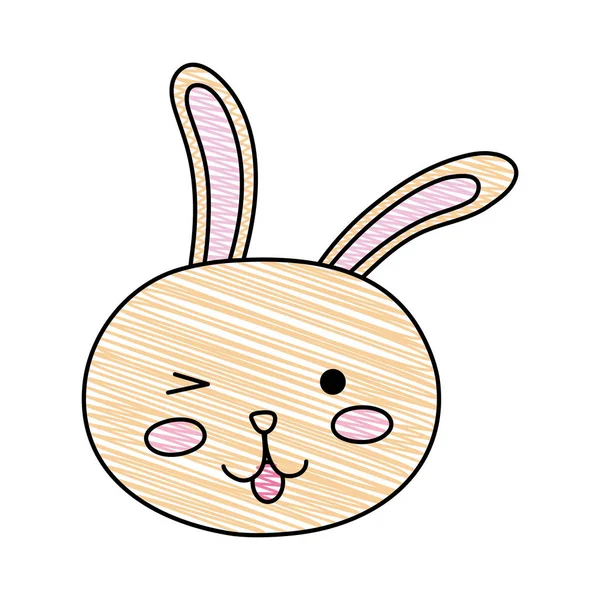 Ralado engraçado coelho cabeça animal desenhos animados —  Vetores de Stock