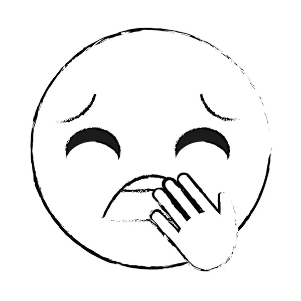 Grunge bocejo rosto gesto emoji expressão — Vetor de Stock