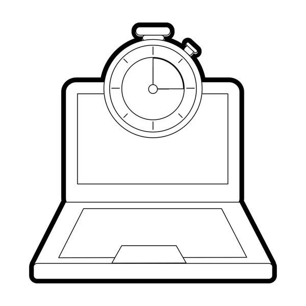 Laptop Chronometer Delivery Shipping Logistics Theme Isolado Design Vector Illustration — Vetor de Stock