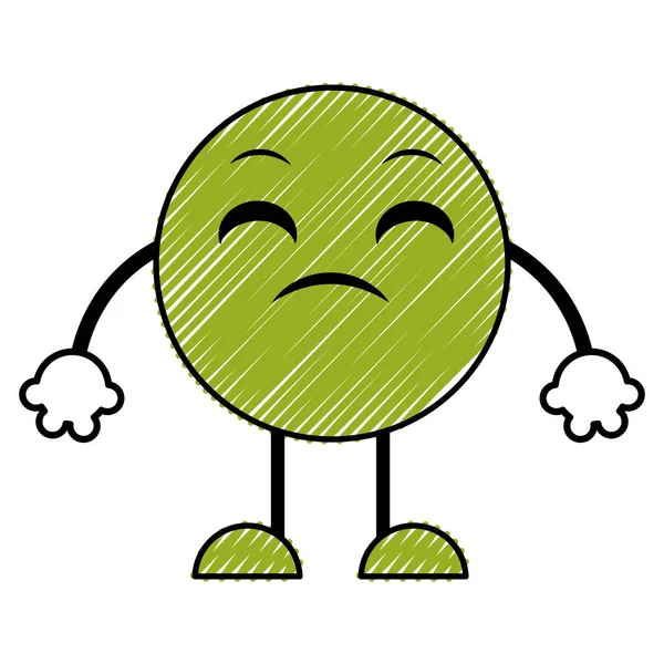 Doodle expression emoji déçu avec les bras et les jambes — Image vectorielle
