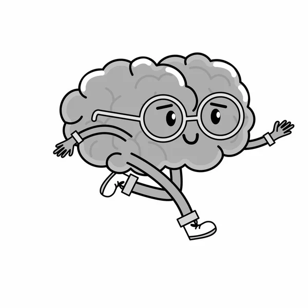 Beyin Karikatür Ruh Sağlığı Tema Izole Tasarım Vektör Çizim — Stok Vektör