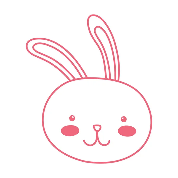 Neon-Linie glücklich Kaninchenkopf Tier Charakter — Stockvektor