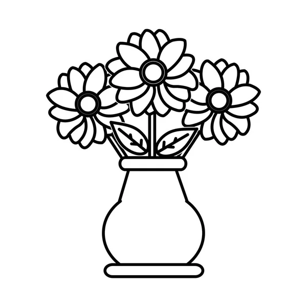 クリスタル瓶内側の葉と花びらの花のライン — ストックベクタ