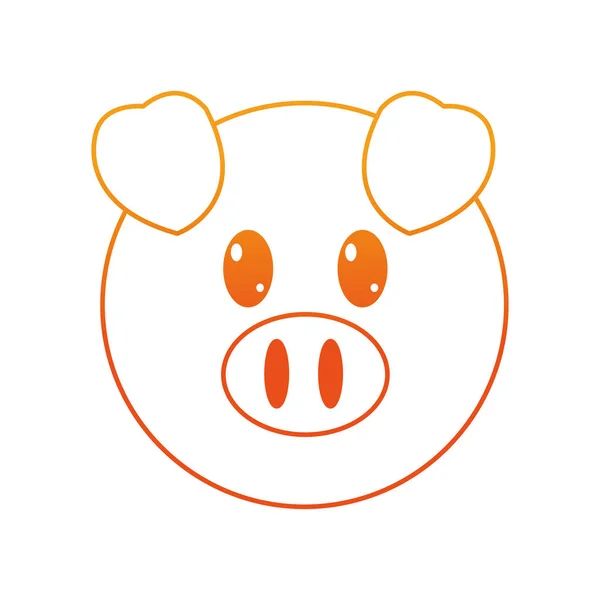 Linea arancione maiale testa carino animale carattere — Vettoriale Stock