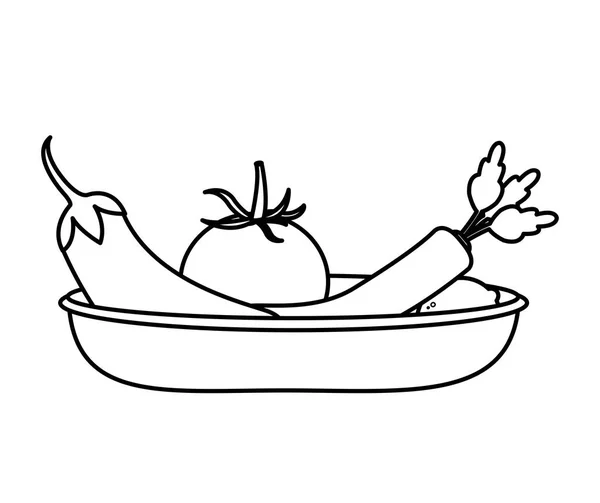 Tomate Aubergine Carotte Légumes Alimentation Saine Biologique Thème Conception Isolée — Image vectorielle