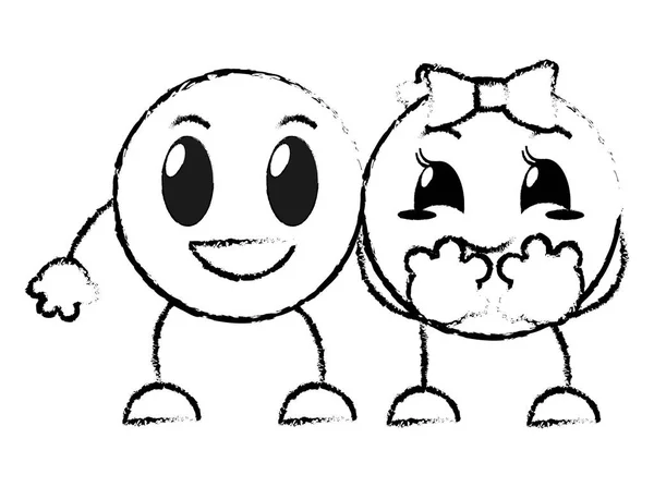 Grunge ζευγάρι ευτυχισμένο και ωραίο πρόσωπο emoji — Διανυσματικό Αρχείο