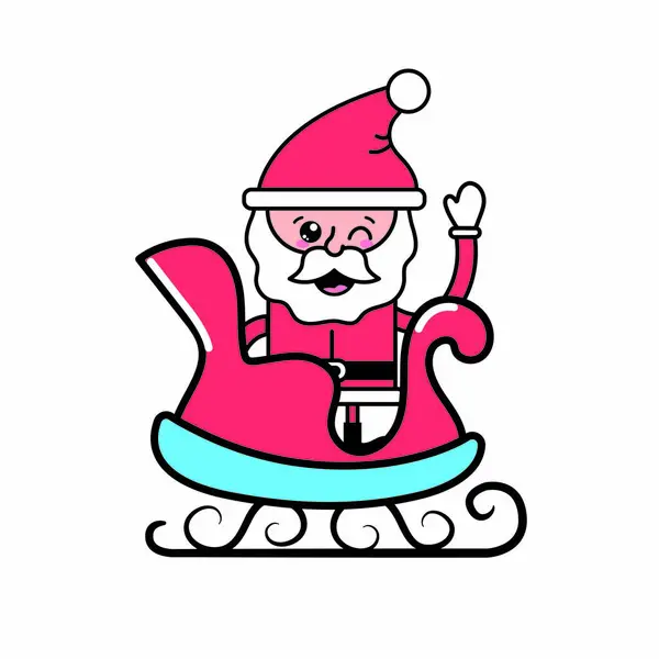 Σάντα Εικονίδιο Καρτούν Του Καλά Χριστούγεννα Και Εποχή Απομονωμένες Σχεδιασμός — Διανυσματικό Αρχείο