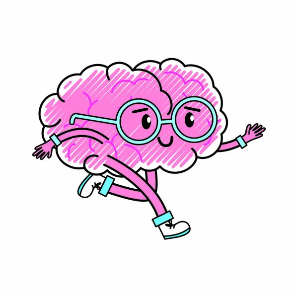 Brain Cartoon Mental Health Theme Isolated Design Vector Illustration — Stock Vector
