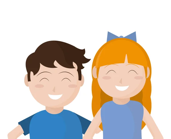 Diseño de dibujos animados de niño y niña — Vector de stock