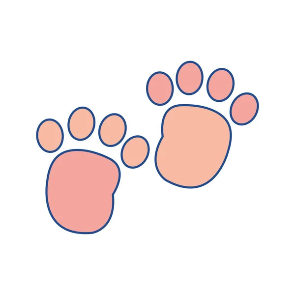 Línea de color huella humana con los dedos de los pies signo de marca — Archivo Imágenes Vectoriales
