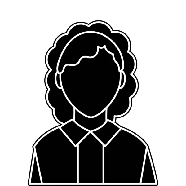Silhueta avatar mulher com blusa e rosto padrão — Vetor de Stock