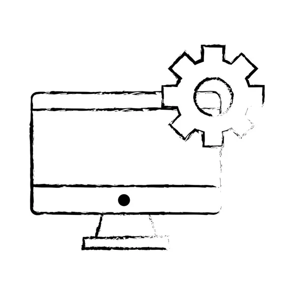 计算机和齿轮设计 — 图库矢量图片