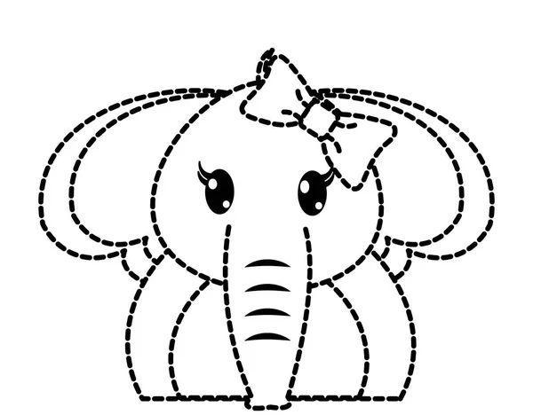 Forma punteggiata adorabile elefante femminile simpatico animale — Vettoriale Stock