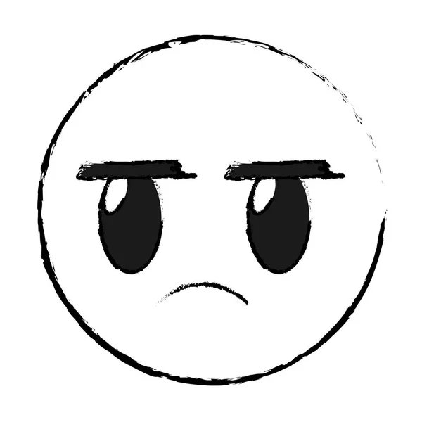Grunge bosszantó arc gesztus emoji kifejezés — Stock Vector