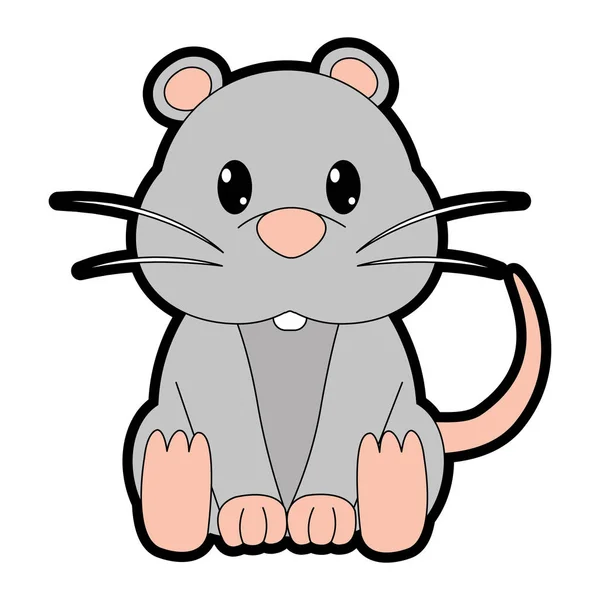 Cor cheia rato bonito animal selvagem personagem — Vetor de Stock
