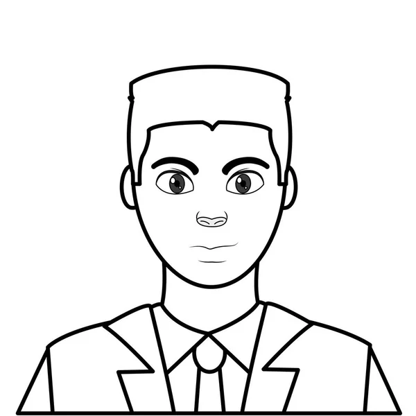 Linie Benutzer eleganter Mann mit Hemd und Krawatte — Stockvektor