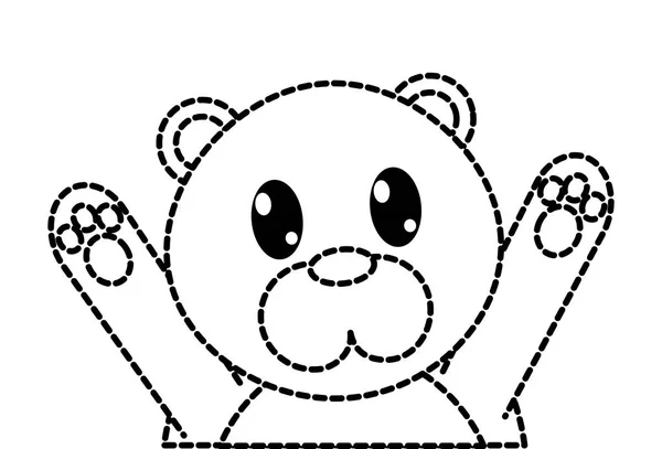 Пунктирная форма медведя мило животное с руками вверх — стоковый вектор