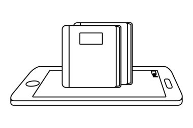 Online eğitim smartphone karikatür vektör çizim grafik tasarım