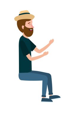 adam karikatür vektör çizim grafik tasarım oturan genç