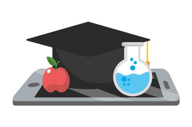 Online eğitim smartphone karikatür vektör çizim grafik tasarım