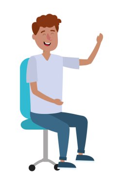 ofis sandalye karikatür vektör çizim grafik tasarım genç oturan adama