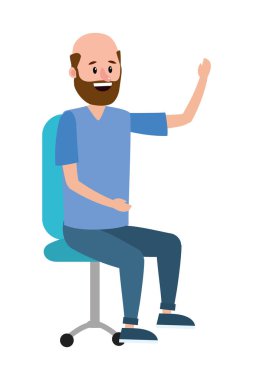 ofis sandalye karikatür vektör çizim grafik tasarım genç oturan adama