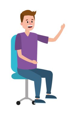 ofis sandalye karikatür vektör çizim grafik tasarım genç oturan adama