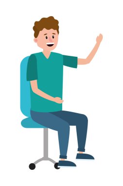 ofis sandalye karikatür vektör çizim grafik tasarım genç oturan adama