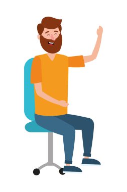 ofis sandalye karikatür vektör çizim grafik tasarım genç oturan adama