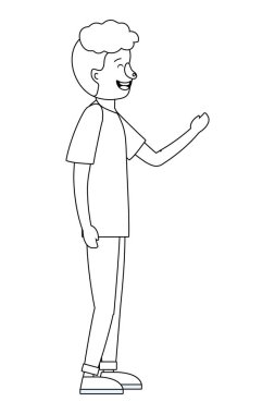 Genç adam vücut karikatür vektör çizim grafik tasarım