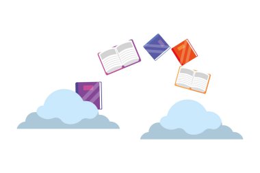 bulutlar karikatür vektör çizim grafik tasarım online eğitim defterleri